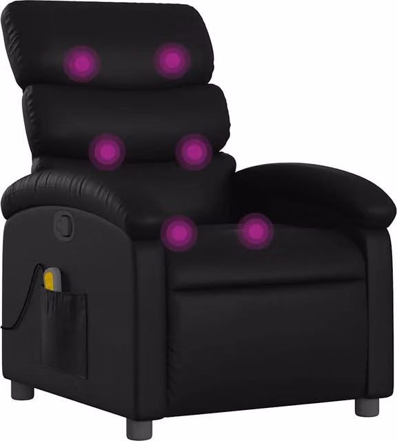 Poltrona Relax Reclinabile Moderna in Similpelle Nera con Braccioli e Struttura in Metallo e Legno – 1