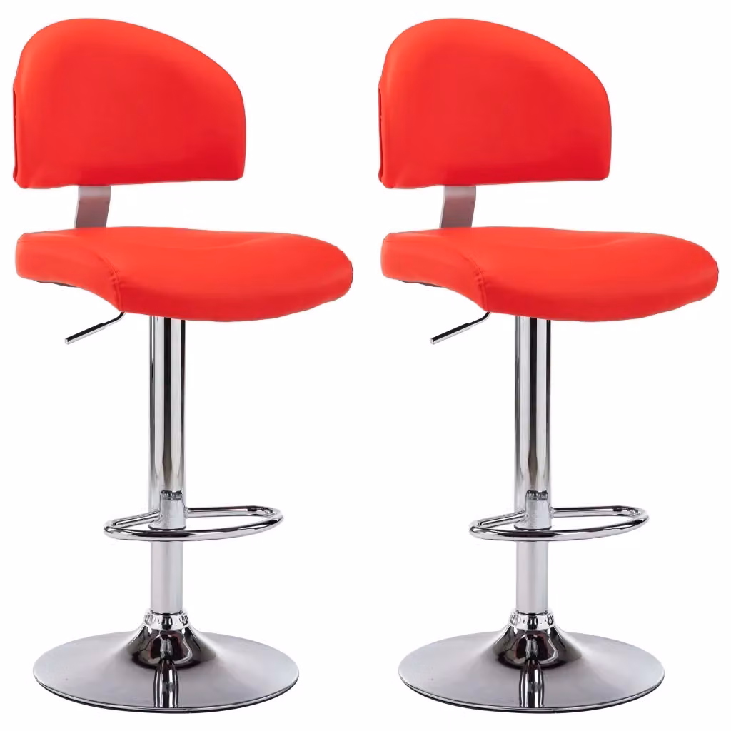 Set di 2 sgabelli da bar vidaXL in similpelle rossa con base girevole a 360 gradi – 2