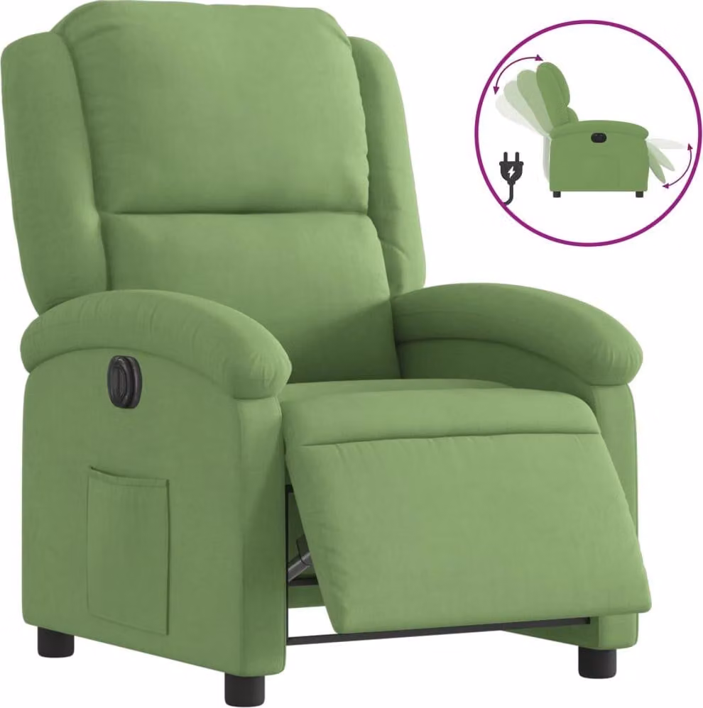 Poltrona Reclinabile Elettrica Verde Chiaro in Velluto