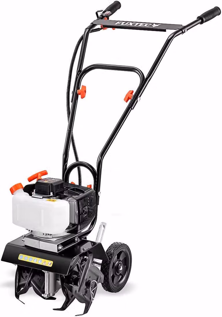 FUXTEC motozappa a scoppio, FX-AF152  fresatrice a motore a 2 tempi e larghezza di 23 cm, cilindrata di 51,6 cc, 2 utensili per la fresatura con altezza di 70 mm - peso netto di 14 kg