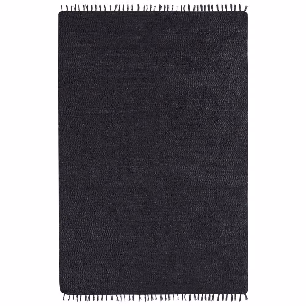 Tappeto Runner Beliani in iuta e cotone nero, rettangolare con nappe decorative in stile bohémien, L: 300 cm, P: 200 cm – 2