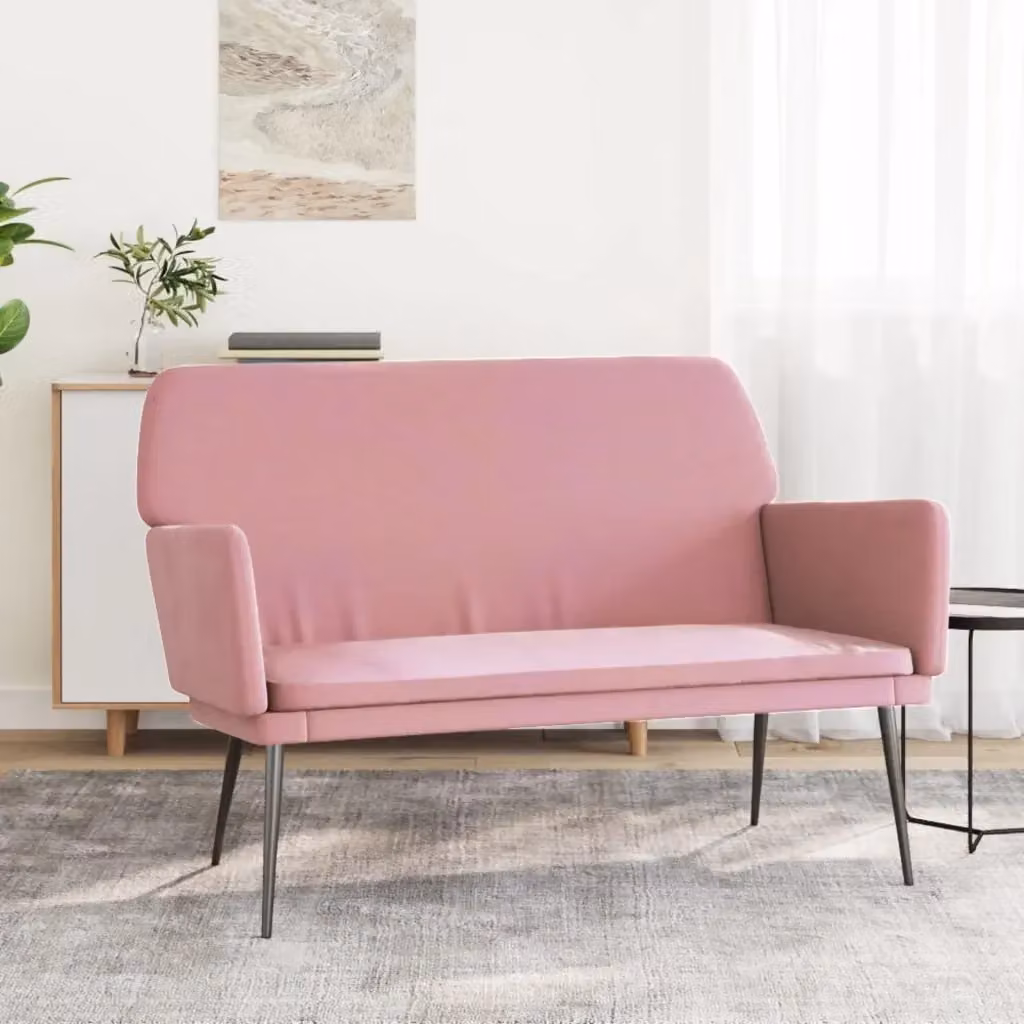 Panca moderna in velluto rosa con braccioli DESIGN IN L: 108 cm, P: 79 cm, H: 79 cm – 2