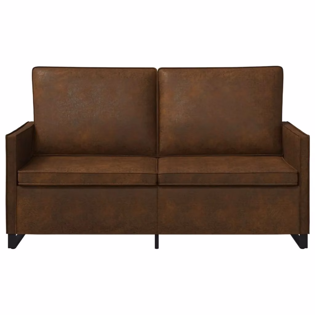 Divano a 2 posti vidaXL Marrone con struttura in metallo e poggiatesta regolabile L: 150 cm, P: 81 cm, H: 82 cm – 2