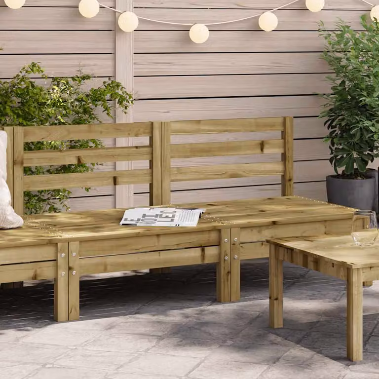 Set di 2 divani da giardino senza braccioli vidaXL in legno di pino impregnato marrone rustico