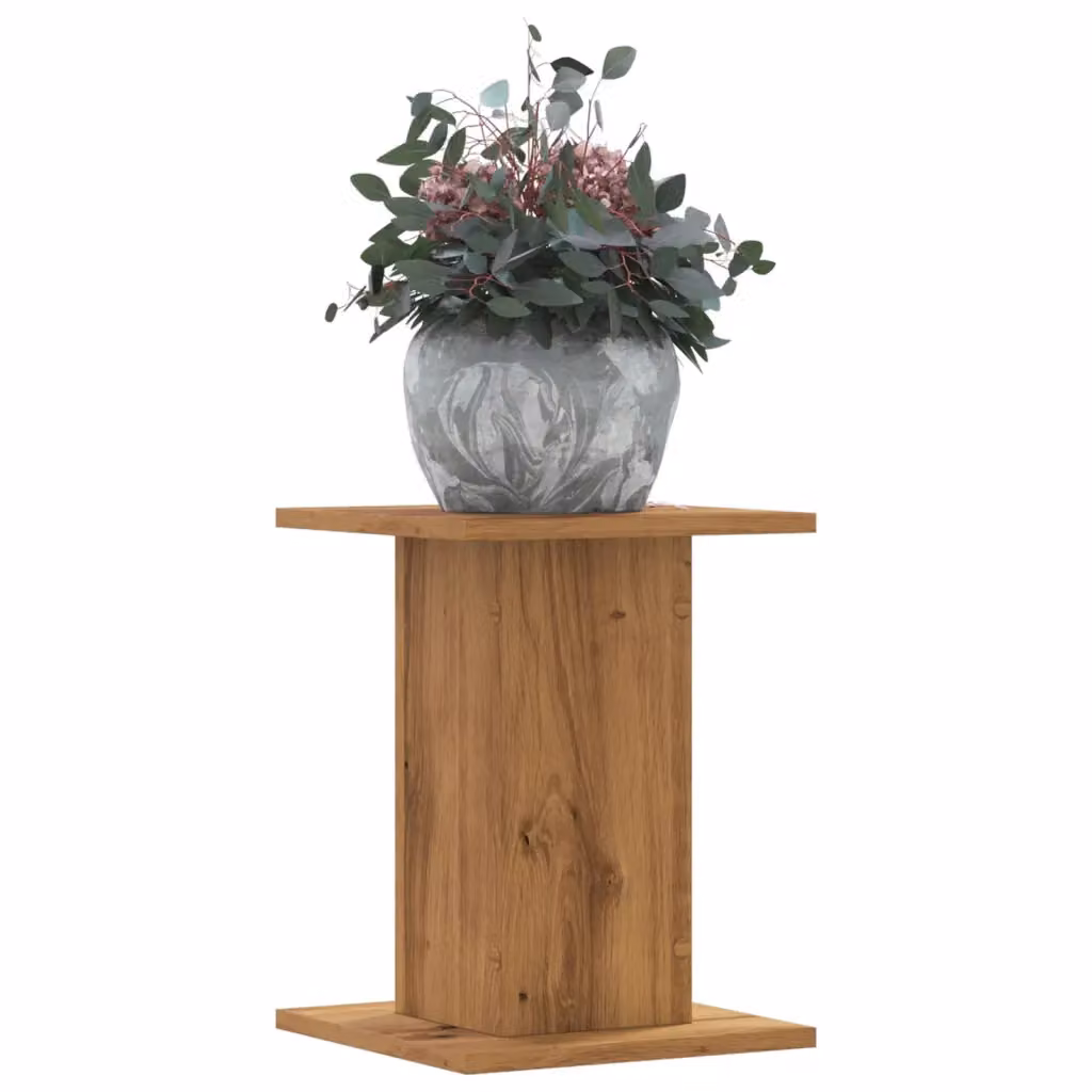 Set di 2 supporti per piante vidaXL in legno color rovere rustico, L/P/H: 30 x 30 x 40 cm