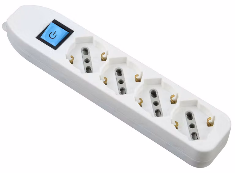 Electraline 82069, ciabatta multipresa senza cavo, 4 prese universali, bianca