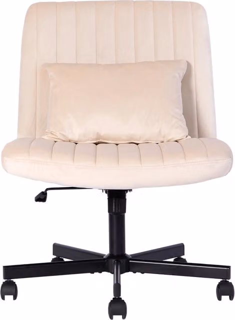 Sedia da ufficio girevole moderna in tessuto beige con ruote e altezza regolabile