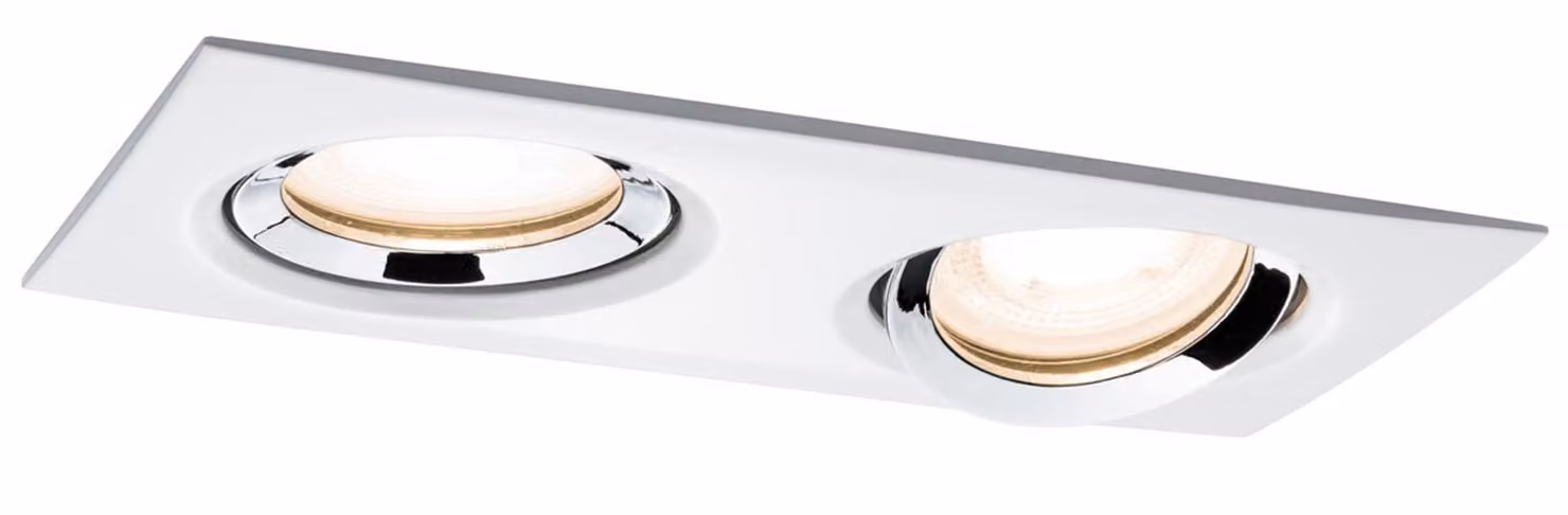 Set di faretti da incasso Paulmann Prem Nova, grado di protezione IP65, orientabili, LED 1x2x7W, 230V, attacco GU10, diametro 51mm, colore bianco con finiture cromate/alluminio