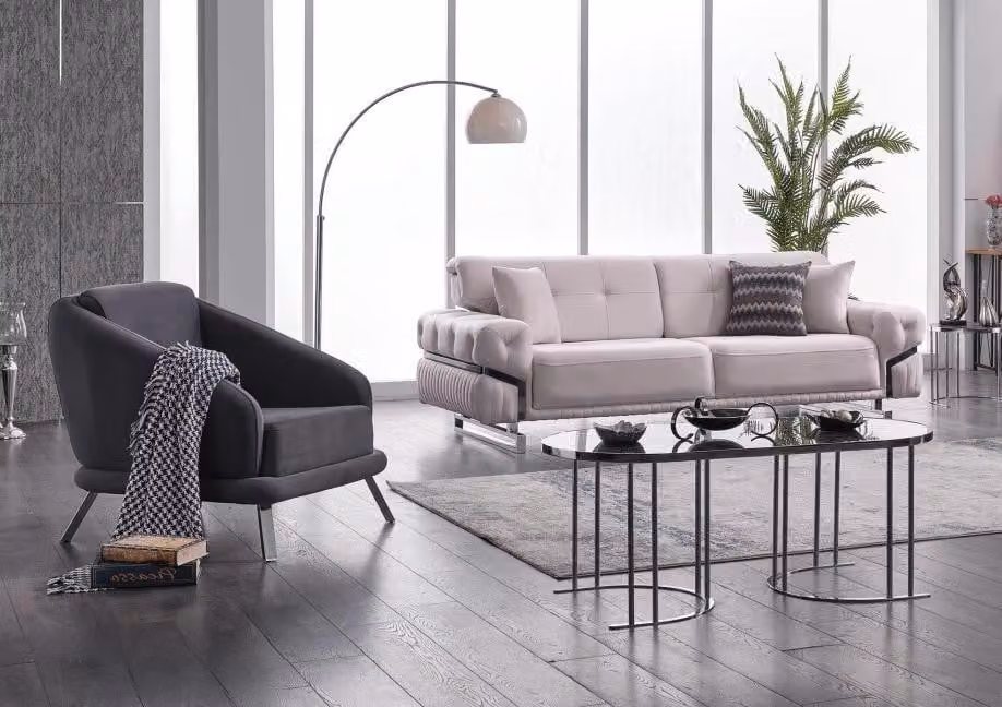 Wohnzimmer Sofagarnitur Dreisitzer Sessel Luxus Couch Set 3+1 Sitzer