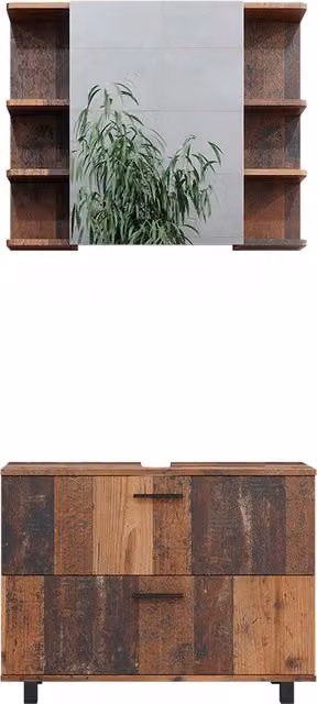 Set di mobili da bagno Ilias Rovere rustico 2 pezzi Vicco