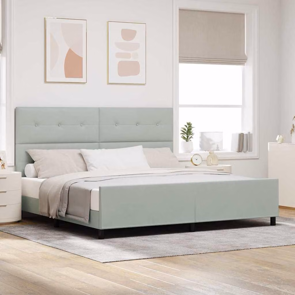 Maison Exclusive - Letto boxspring con testiera grigio chiaro 200 x 200 cm in velluto