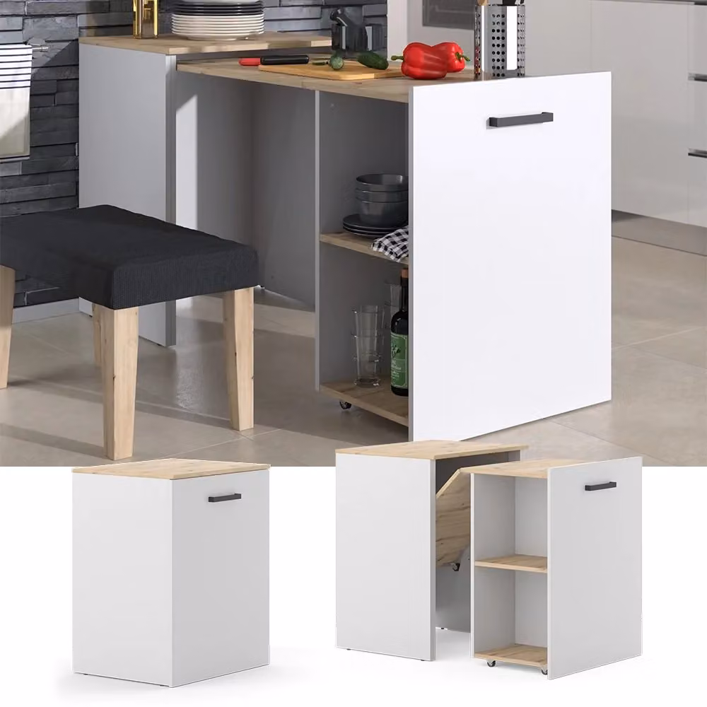 Tavolo da pranzo allungabile Vicco Adam moderno in legno Grigio e Rovere L: 50.4 cm, P: 60 cm, H: 78 cm – 2