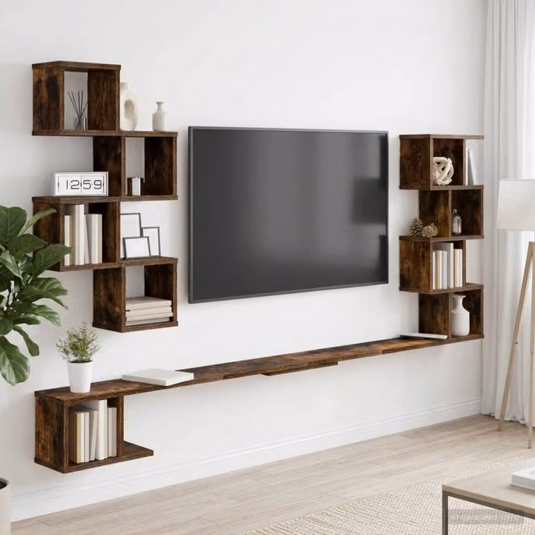 vidaXL Mensola per TV da muro moderna in Rovere Fumo, L 160 x P 15 x H 94 cm