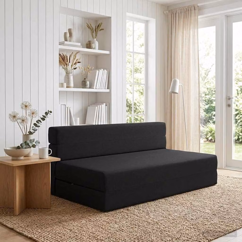 Divano Letto Pieghevole vidaXL in Tessuto Nero L: 152 cm, P: 86,5 cm, H: 60 cm