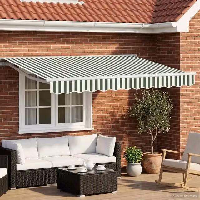 Tettuccio Elettrico Retrattile Verde e Bianco 3 x 2,5 m 3421331