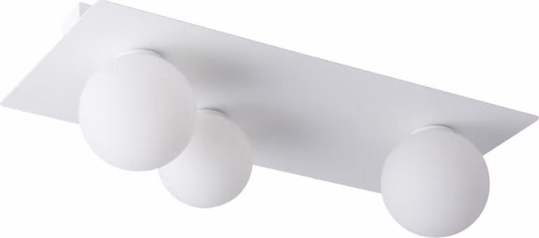 Plafoniera decorativa rettangolare bianca a tre sfere di vetro su tavolo Argon 3xG9 12W Sigma Lighting