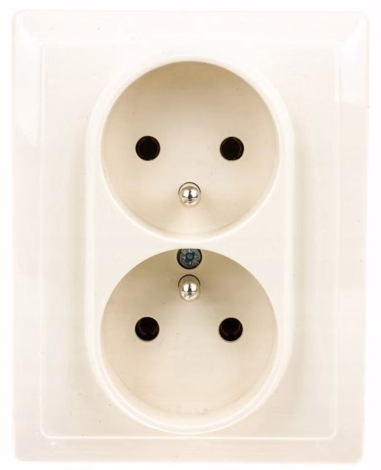 Prese a muro serie KOS-Elektro System VENA, colore crema, doppia presa