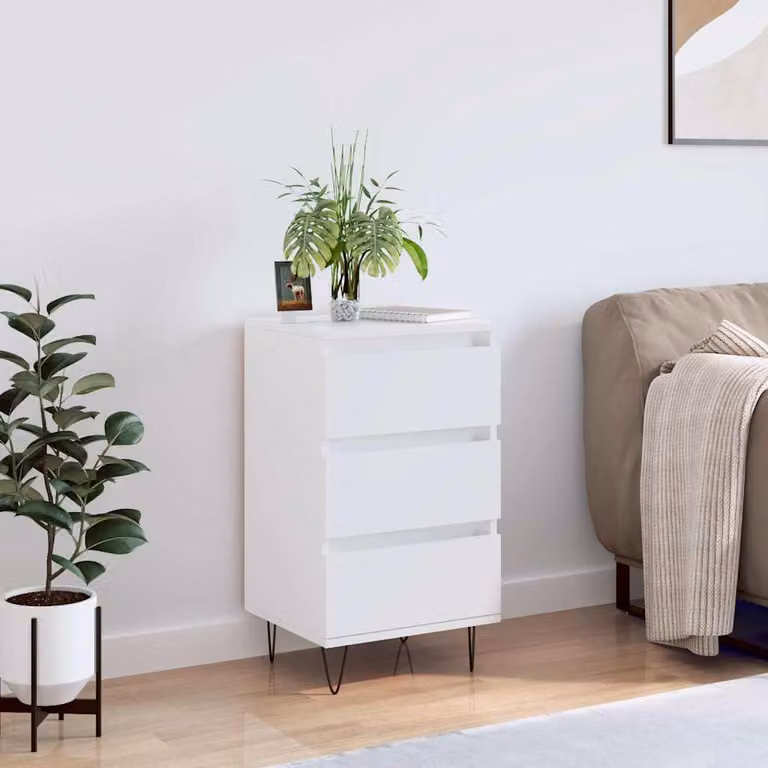 Credenza moderna bianca vidaXL a parete in legno e metallo L 40 cm, P 35 cm, H 70 cm