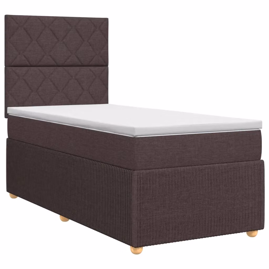 Letto box spring con materasso a molle insacchettate vidaXL in tessuto marrone e bianco L/P: 100 x 200 cm – 2
