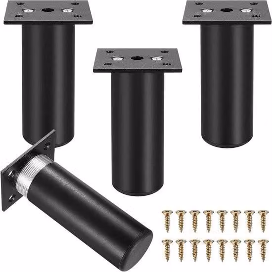 Piedini regolabili per mobili, neri, 10 cm, set da 4 pezzi, per mobili, sedie, armadi,da pranzo, cassetti, tavoli, poggiapiedi