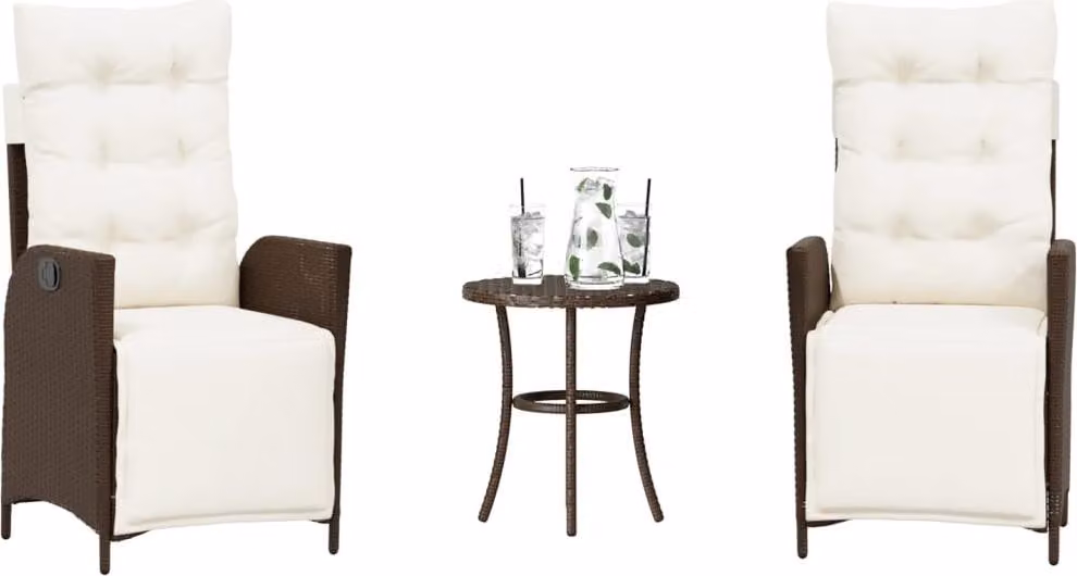 Maison Exclusive - Set da bistrot 3 pezzi con cuscini Marrone Poly Rattan