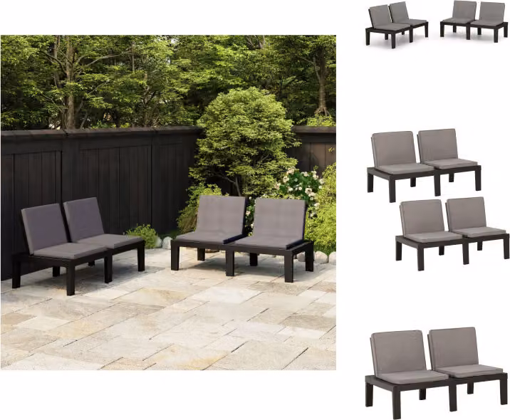 vidaXL Panche da giardino con cuscini 2 pz. Plastica grigia - Panchine da giardino