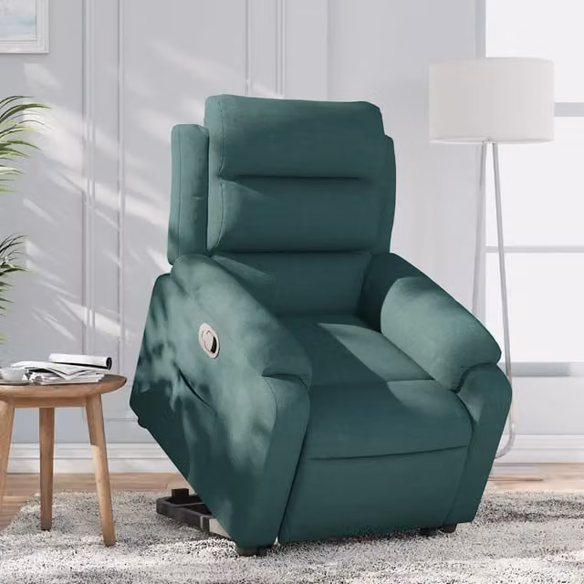 Poltrona Alzapersona Reclinabile vidaXL Verde con Braccioli e Assistenza Elettrica in Tessuto – 1