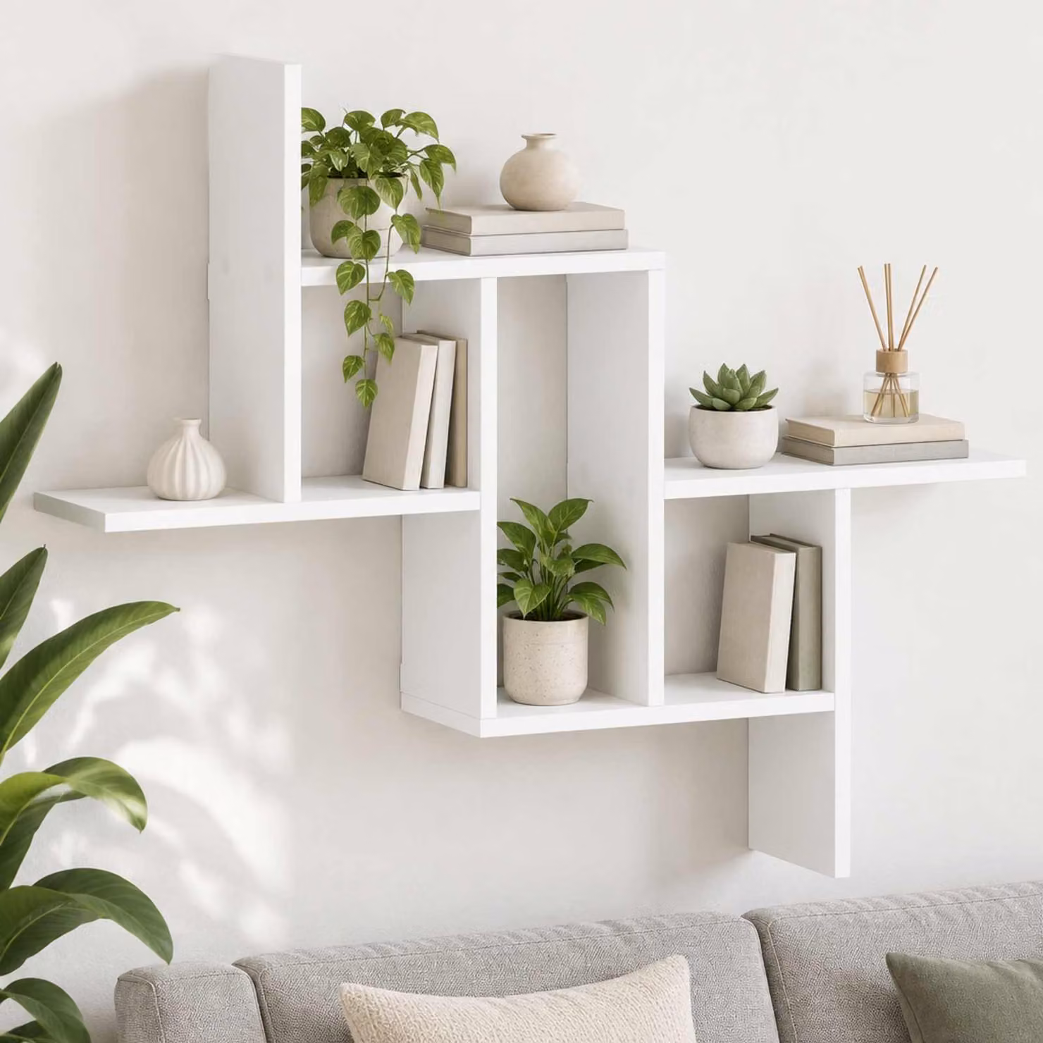 Scaffale da parete moderno vidaXL in legno bianco L: 87 cm, P: 17 cm, H: 75 cm