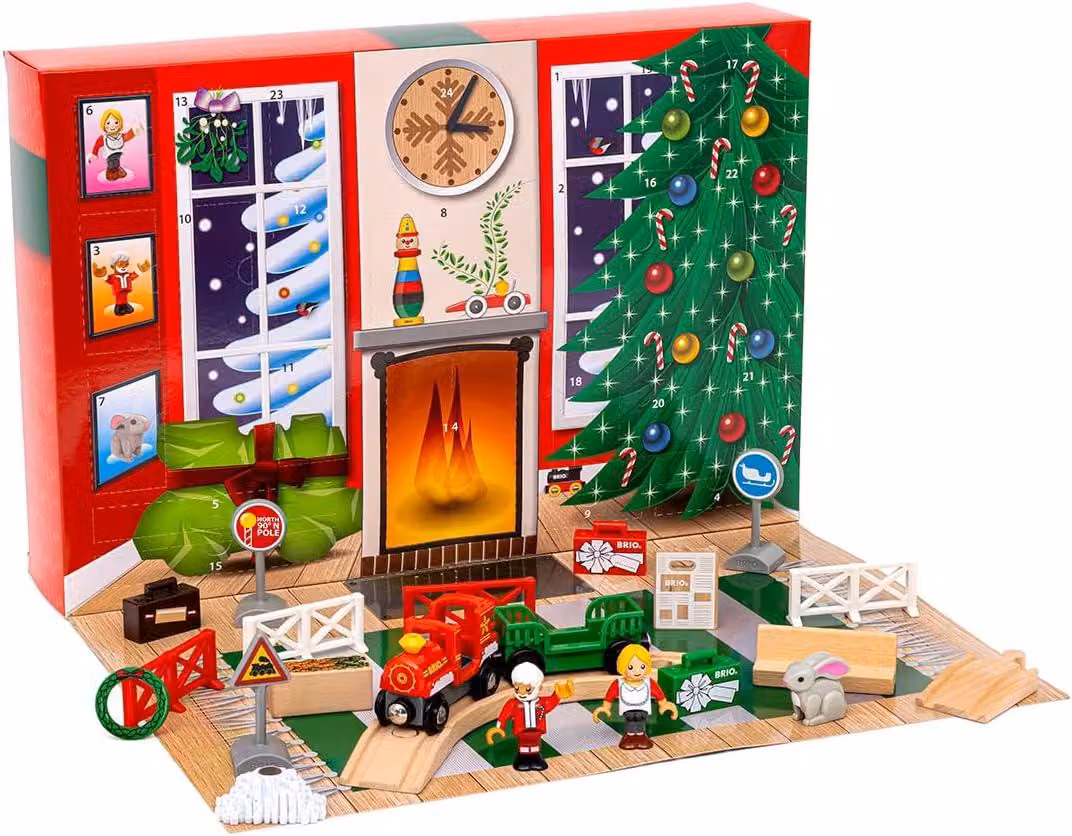 Calendario dell'Avvento con accessori per trenini - Adatto a bambini dai 3 anni - Compatibile con set di trenini in legno