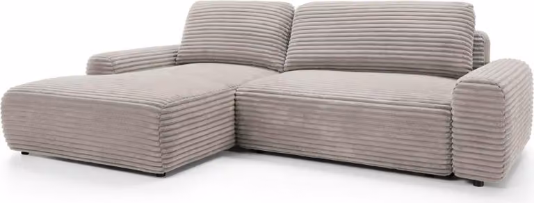 FURNLUX Divano angolare in velluto a coste beige e nero 264 cm / Colore principale: Beige / Dimensioni: 264 x 85 x 162 cm