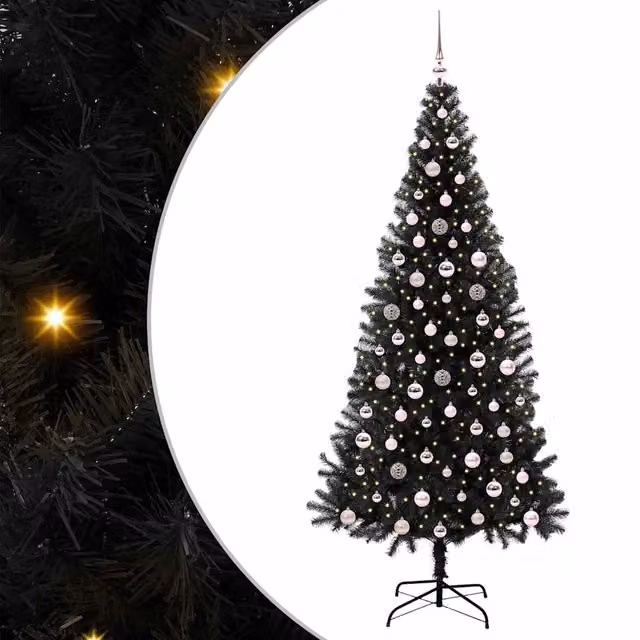 Albero di Natale | Decorazioni natalizie con 300 LED con supporto Nero 240 cm PVC