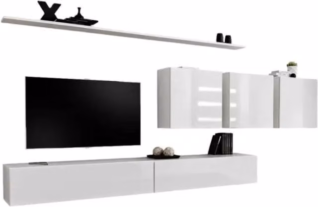 Composizione murale SWITCH VII mobile TV sospeso bianco lucido design