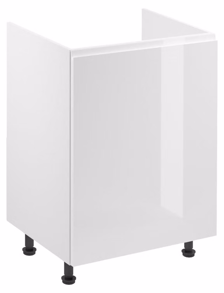 Mobiletto sottolavabo ARBOR - larghezza 60 cm, bianco lucido / bianco, design a destra