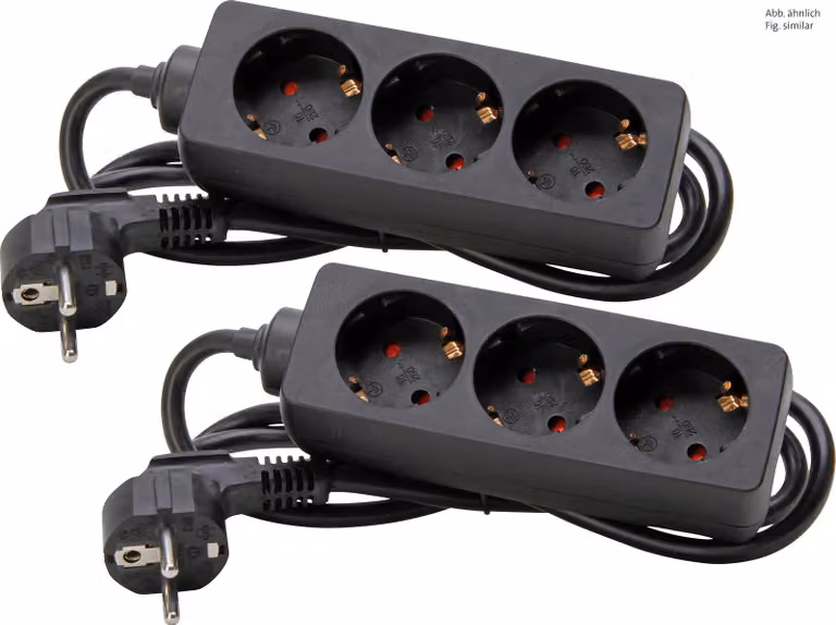 Set da 2 prese multiple Kopp a 3 vie, ruotate di 45°, cavo di alimentazione da 1,4 m, nero