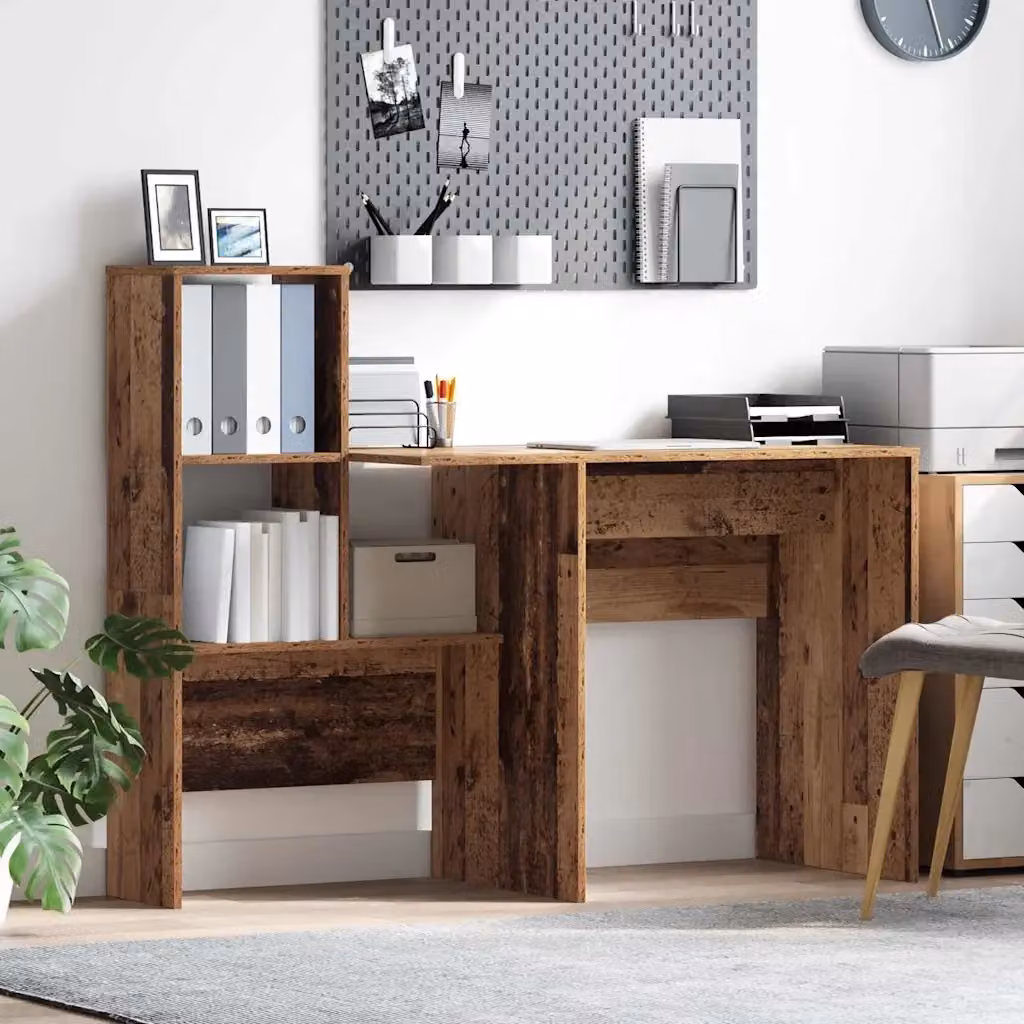 Scrivania moderna in legno marrone per ufficio e casa L: 131,5 cm, P: 50 cm, H: 106,5 cm – 2