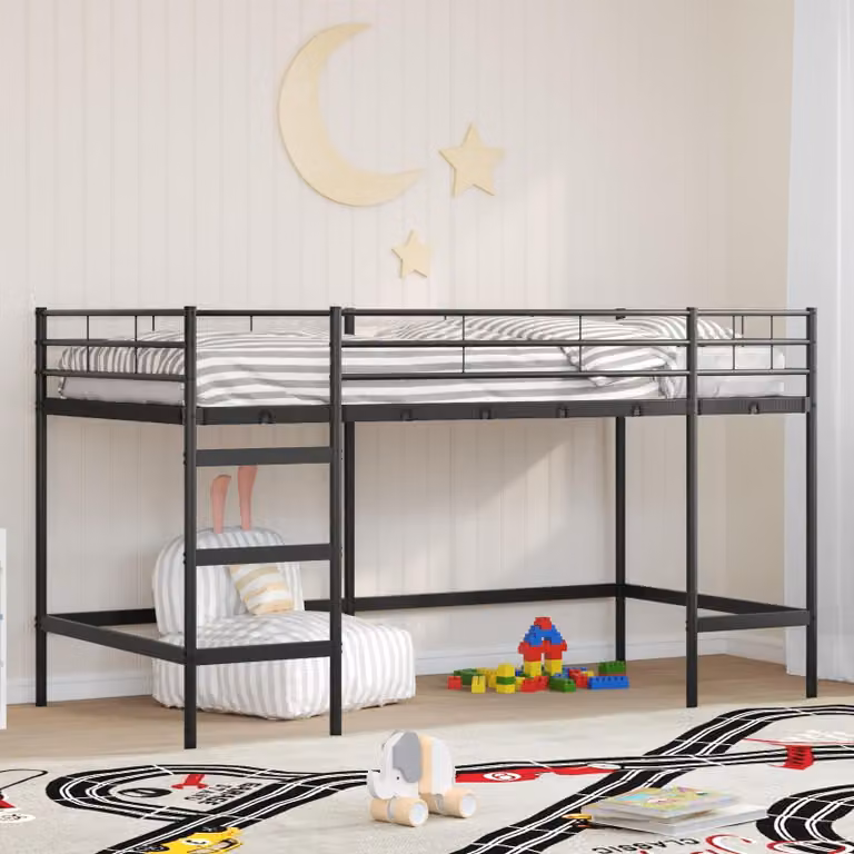 Maison Exclusive - Letto a soppalco per bambini, tinta unita nero, 80 x 200 cm, acciaio