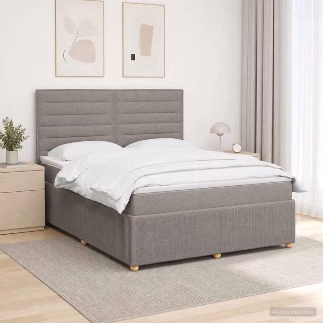 Letto box spring con materasso Tortora 180 x 200 cm Tessuto 3454449