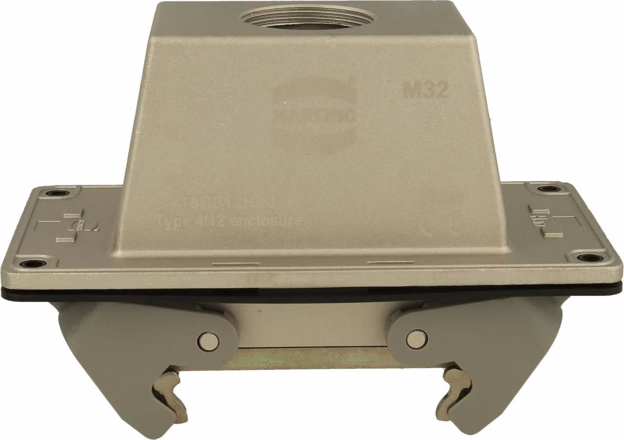HARTING Han 16B EMC Passaggio a muro alto, 1xM32 uscita cavo diritta, con 2 staffe trasversali - 1 pezzo