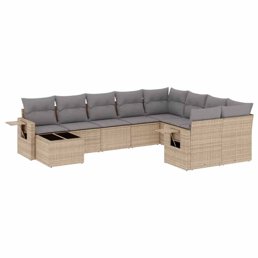 Set Divano da Giardino VIDAXL in Polyrattan con Cuscini Beige 10 Pezzi – 2
