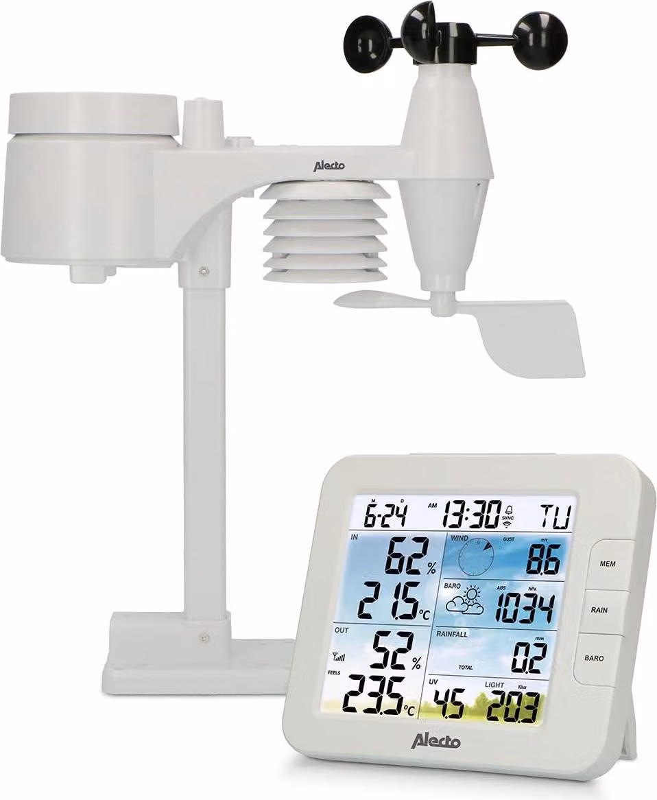 Alecto Ws5400 Stazione meteorologica professionale Wi-Fi 8 in 1 con app e sensore wireless per esterni
