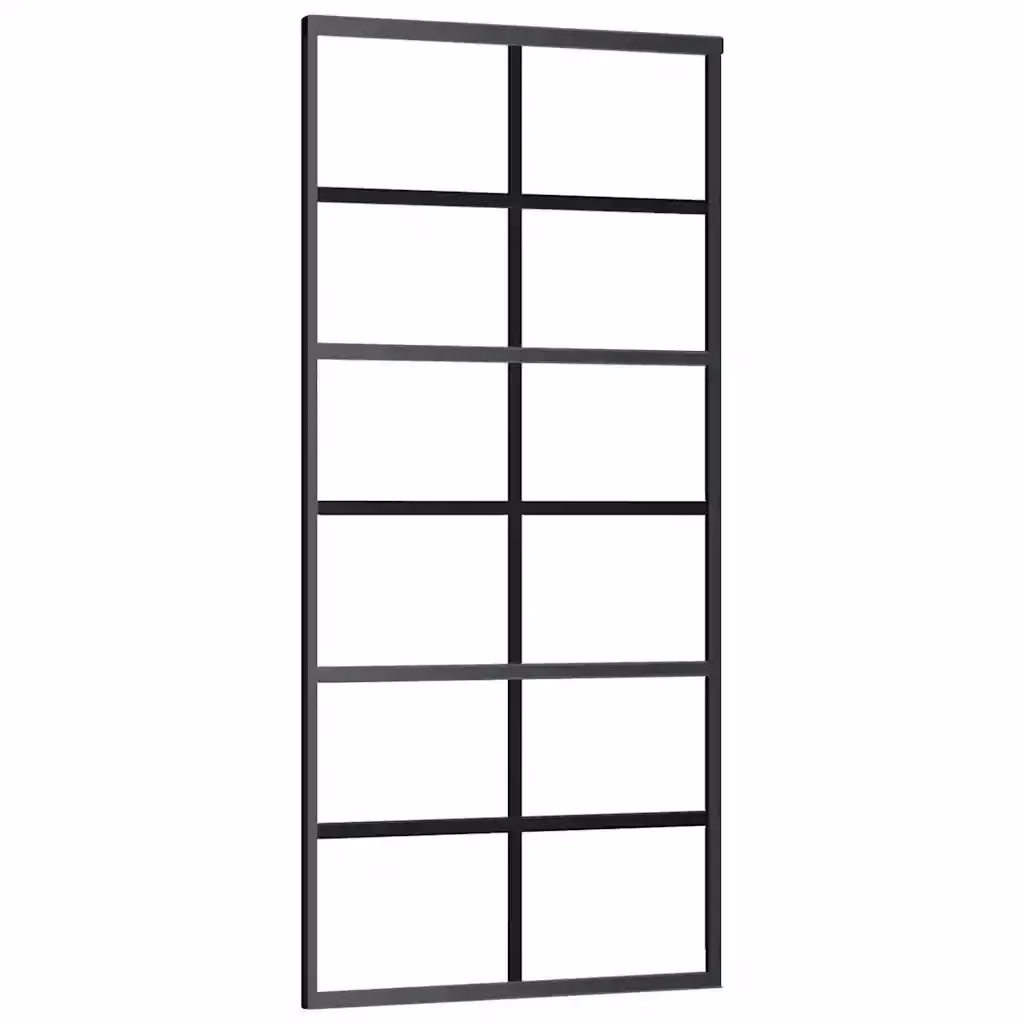 Porta Scorrevole Industrial vidaXL in Vetro Trasparente e Alluminio Nero L: 90 cm, H: 205 cm – 2