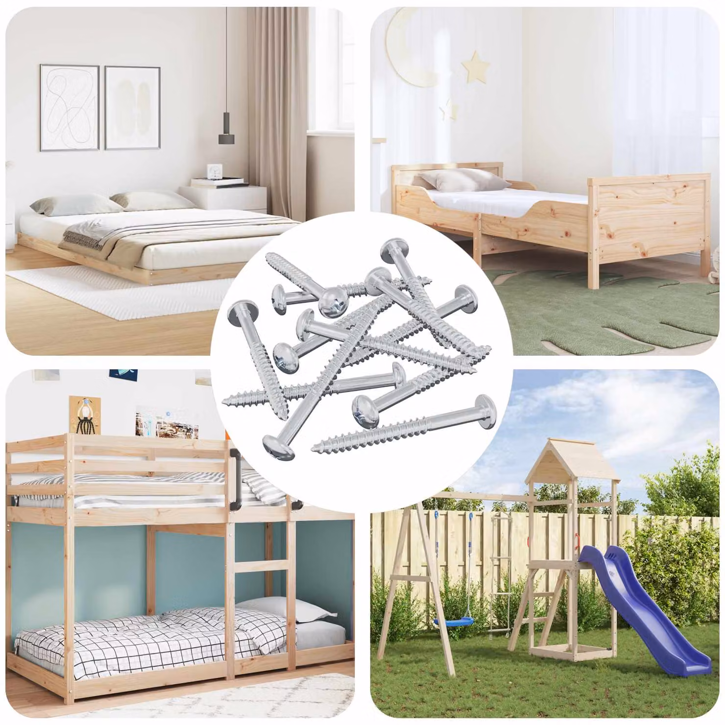 Set di 3273 viti in legno vidaXL in acciaio inossidabile argento, Diametro: 9,8 mm, Lunghezza: 53 mm