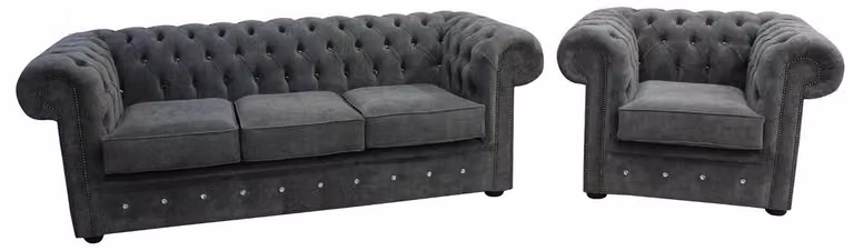 Chesterfield Design Luxus Polster Sofa Couch Sitz Garnitur Leder #154