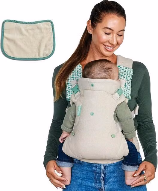 Porta Bambini 4 in 1 Convertibile Infantino Beige con Supporto Cervicale e Sedile Ergonomico in Cotone e Lino