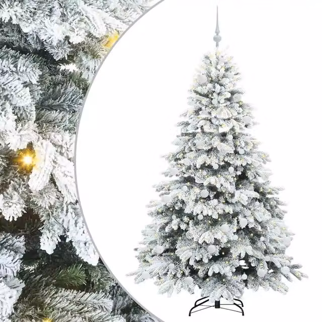 Albero di Natale Artificiale-Albero Natalizio con 300 LED Bianco 180 cm PE e PVC 335911