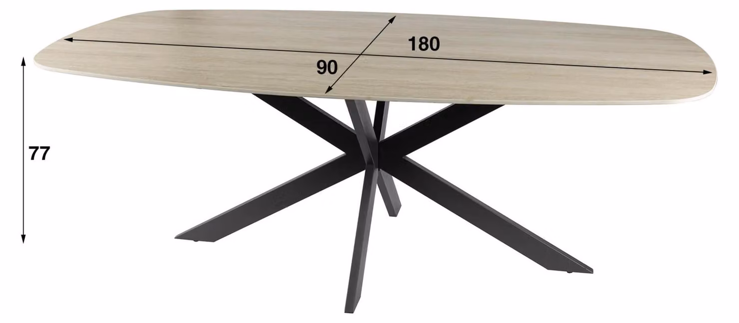 Tavolo da pranzo FURNLUX Romano beige e nero 180 cm / Colore principale: beige / Dimensioni: 180 x 77 x 90 cm