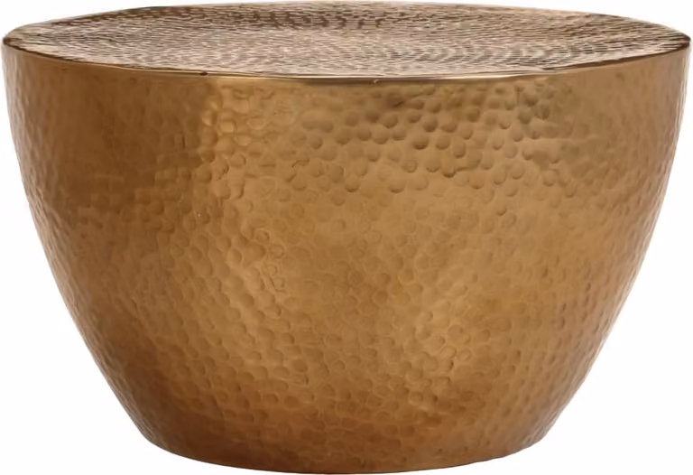 Tavolino da Salotto in Alluminio Martellato Ø 50x30 cm Ottone