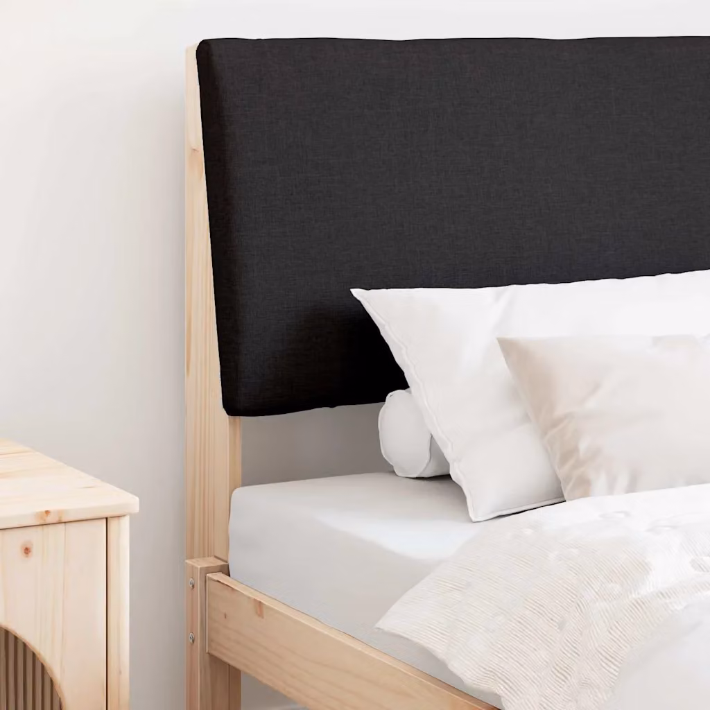 Testiera imbottita vidaXL in pino massello, colore nero, larghezza: 90 cm