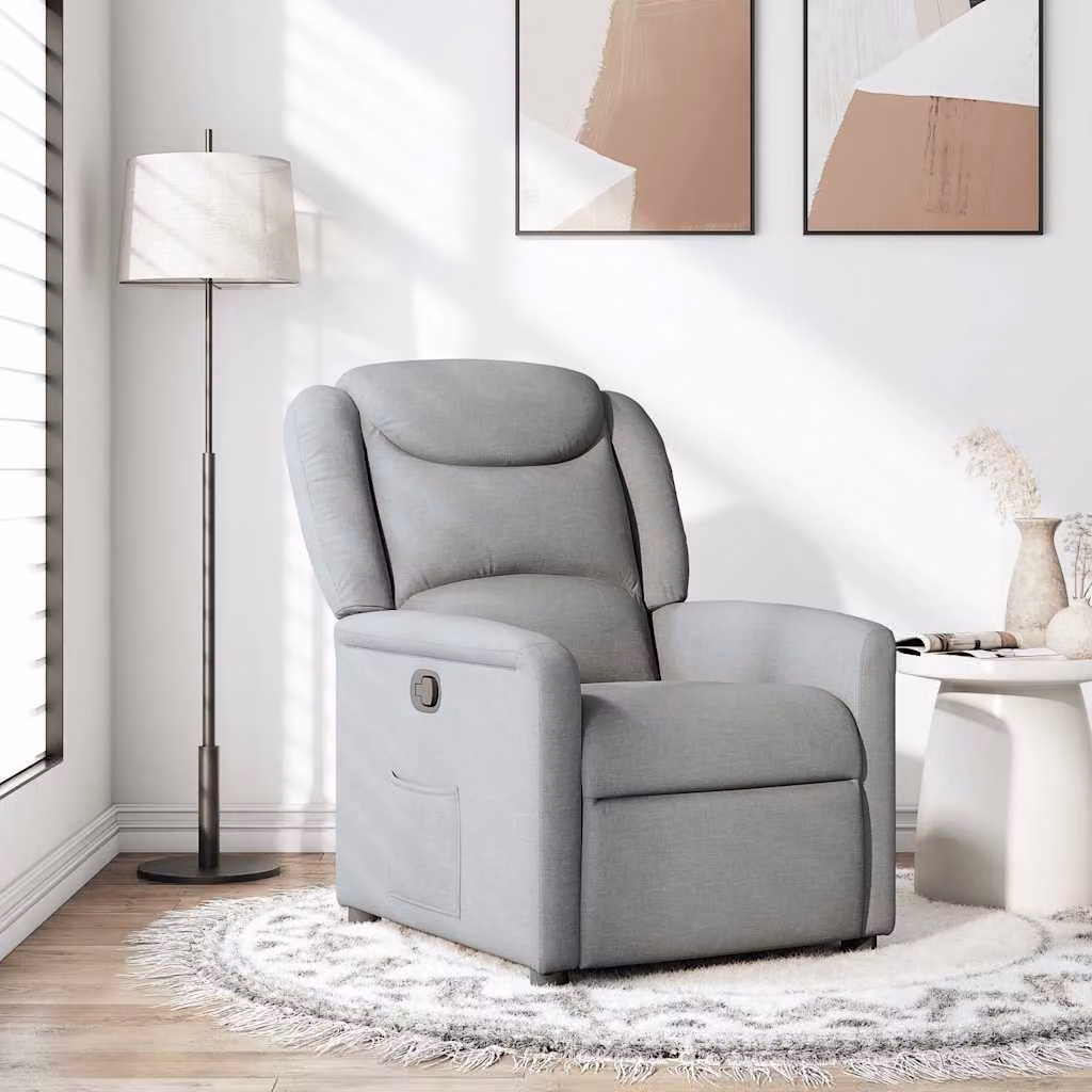 vidaXL Poltrona Reclinabile Relax in Tessuto Grigio con Braccioli e Apertura Automatica