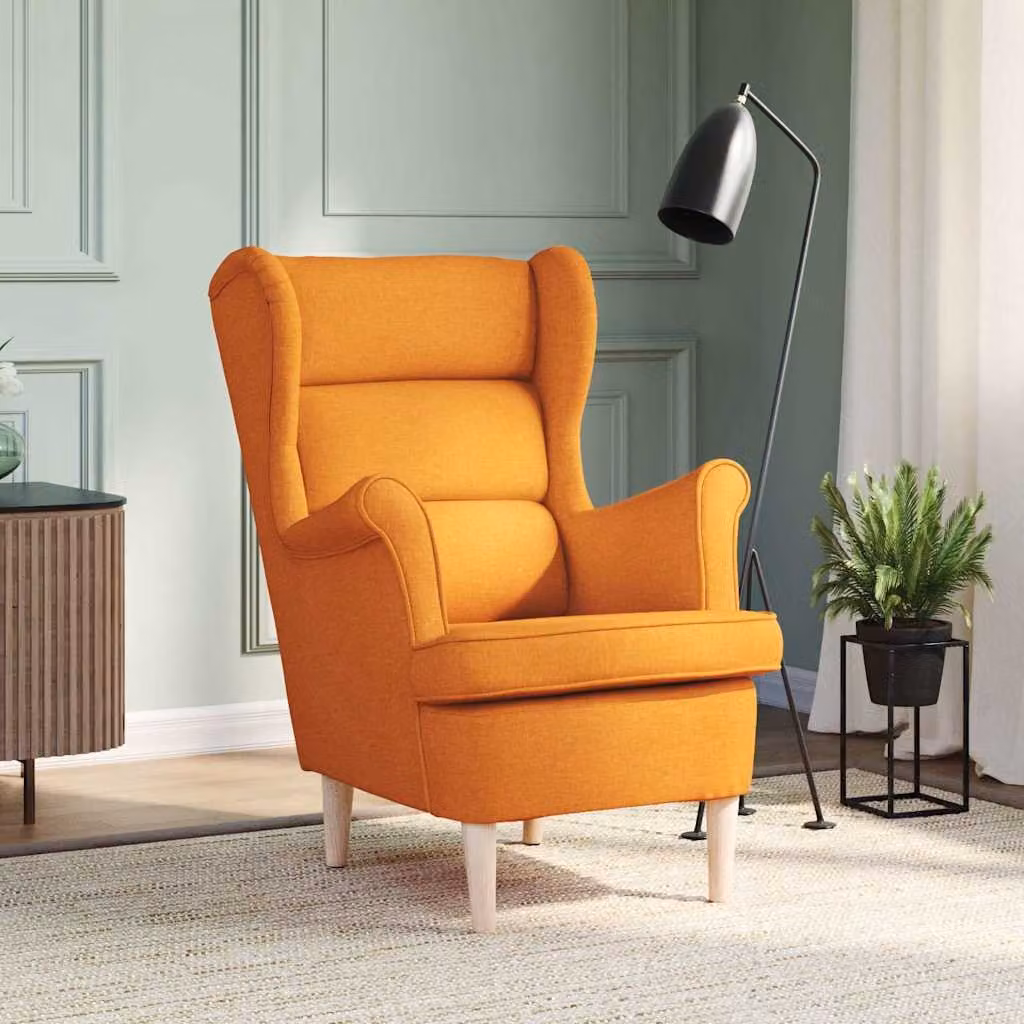 Poltrona moderna vidaXL in tessuto giallo e arancio con braccioli, L: 74 cm, P: 84 cm, H: 100 cm